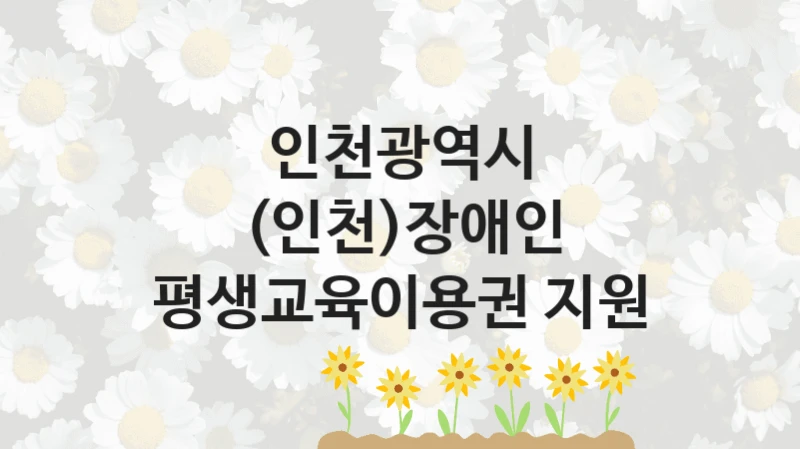 인천광역시 “(인천)장애인 평생교육이용권 지원” 복지 지원 정책 – 자격 요건과 접수 방법