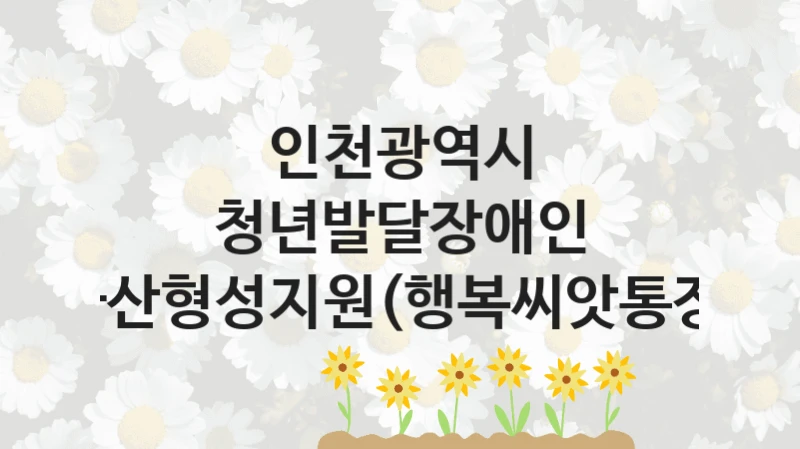 “청년발달장애인 자산형성지원(행복씨앗통장)” 인천광역시 지원 혜택 – 자격 조건과 구비 서류