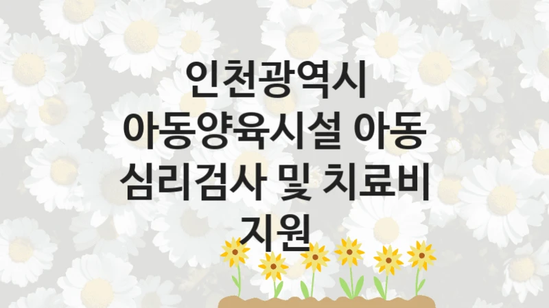 인천광역시
아동양육시설 아동 심리검사 및 치료비 지원