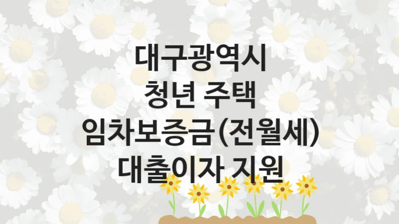 대구광역시
청년 주택 임차보증금(전월세) 대출이자 지원