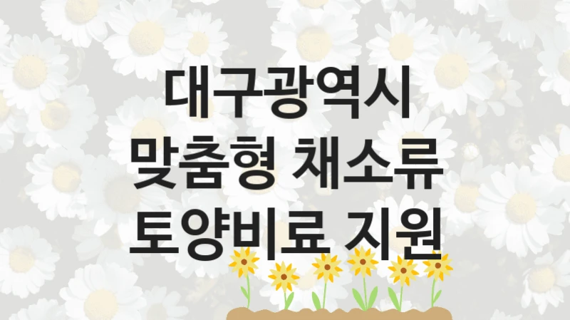 대구광역시
맞춤형 채소류 토양비료 지원