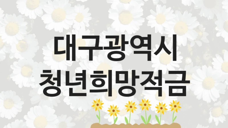 대구광역시 “청년희망적금” 지원사업 자격 조건과 신청 일정