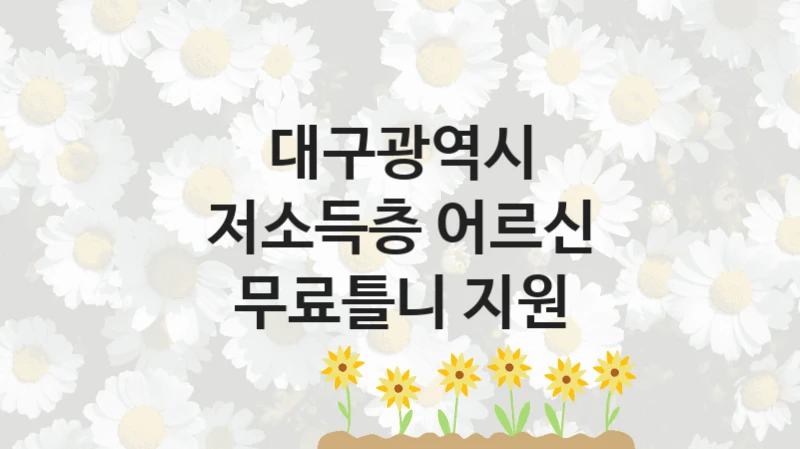 대구광역시
저소득층 어르신 무료틀니 지원