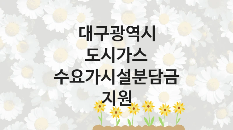 “도시가스 수요가시설분담금 지원” 지원 한도와 신청 기준 – 대구광역시 복지정책 요건 및 혜택