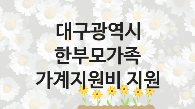 “한부모가족 가계지원비 지원” 지원 한도와 신청 기준 – 대구광역시 복지정책 요건 및 혜택 안내