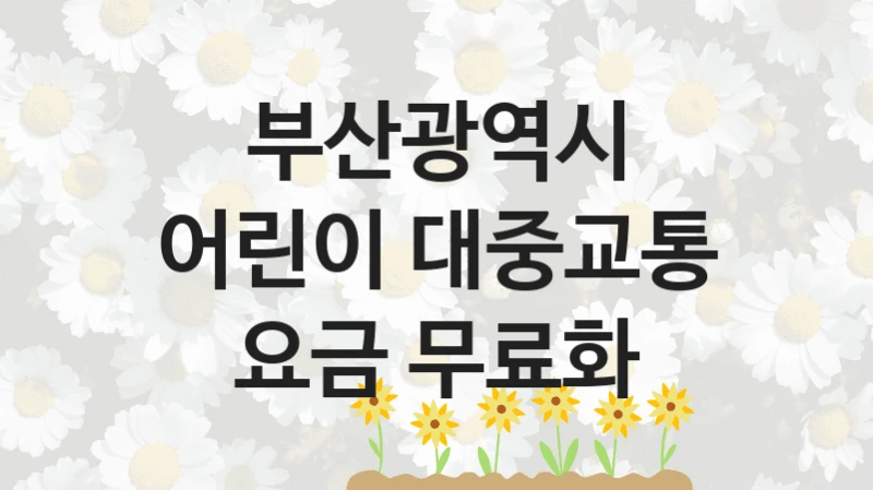 부산광역시
어린이 대중교통 요금 무료화