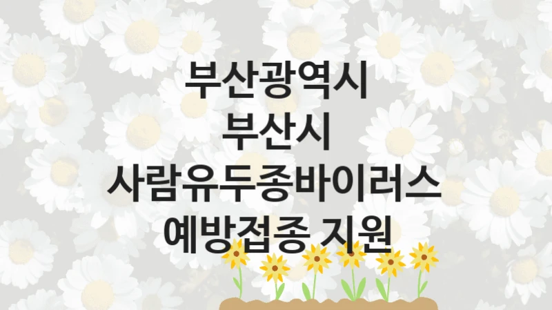 부산광역시
부산시 사람유두종바이러스 예방접종 지원