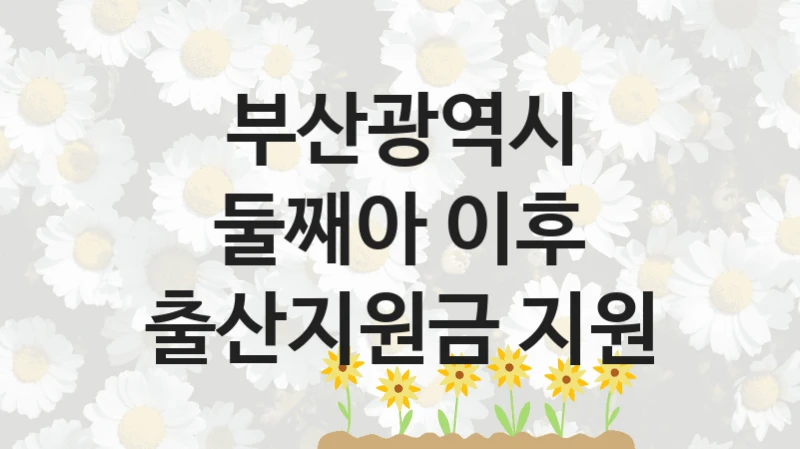 부산광역시
둘째아 이후 출산지원금 지원