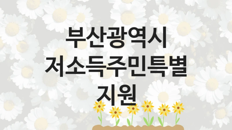 국가 지원 혜택 “저소득주민특별지원” – 부산광역시 신청 대상 및 제출 서류