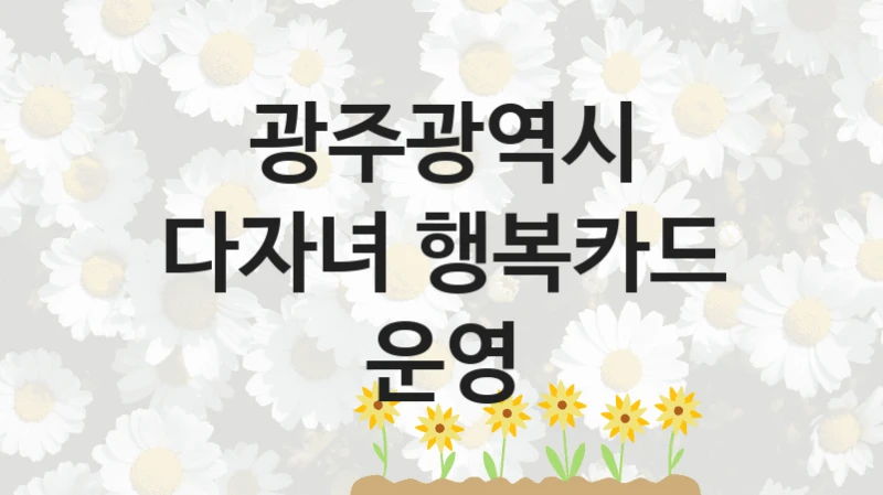 광주광역시
다자녀 행복카드 운영