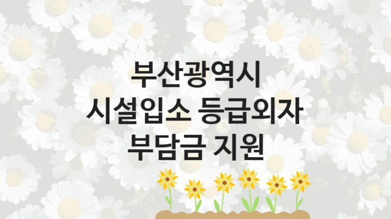 부산광역시 복지정책 “시설입소 등급외자 부담금 지원” 노인복지과 -신청 서류와 자격