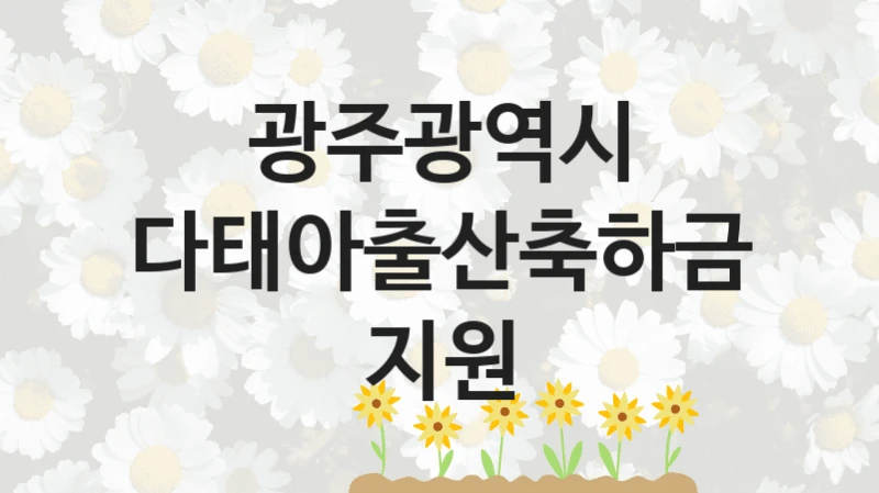 “다태아출산축하금 지원” 복지 혜택 자격 심사 및 접수 일정 – 광주광역시 지원 정책