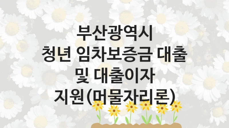 국가 지원 혜택 “청년 임차보증금 대출 및 대출이자 지원(머물자리론)” – 부산광역시 자격 요건과 신청 방법