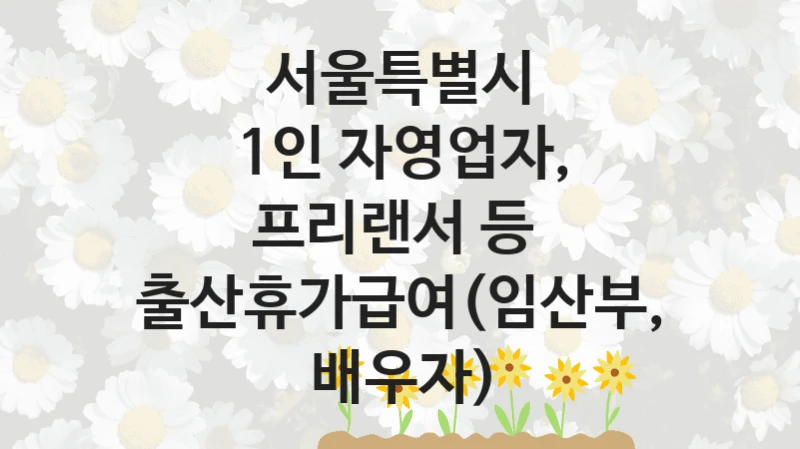 서울특별시
1인 자영업자, 프리랜서 등  출산휴가급여(임산부, 배우자)