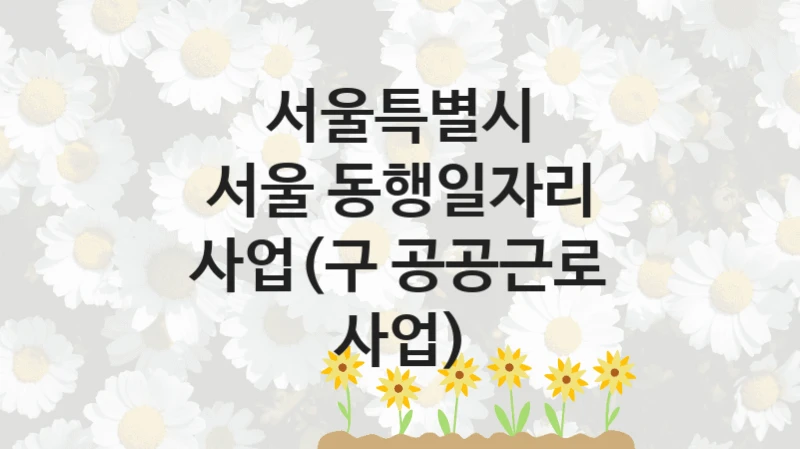 서울특별시 “서울 동행일자리 사업(구 공공근로 사업)” 신청 주요 정보 – 지원 요건과 필요 서류