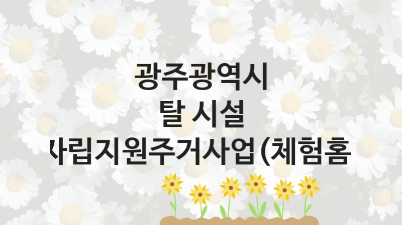 광주광역시
탈 시설 자립지원주거사업(체험홈)