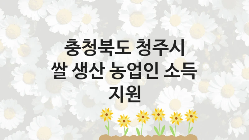 “쌀 생산 농업인 소득 지원” 혜택 대상자 조건 – 충청북도 청주시 복지정책 요건 및 혜택 안내