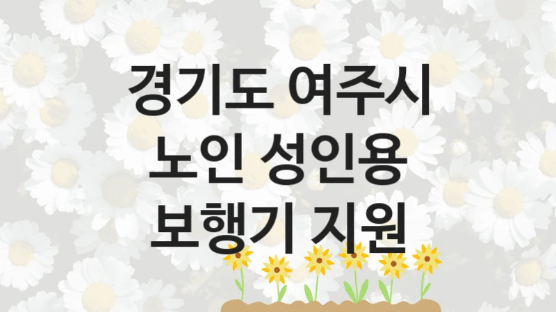 “노인 성인용 보행기 지원” 지원 한도와 신청 기준 – 경기도 여주시 복지정책 요건 및 혜택