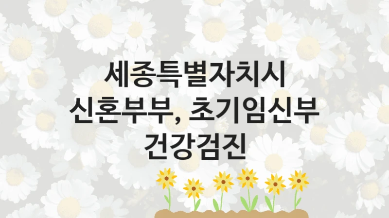 정부 지원 제도 “신혼부부, 초기임신부 건강검진” 신청 대상 및 자격 조건 – 세종특별자치시
