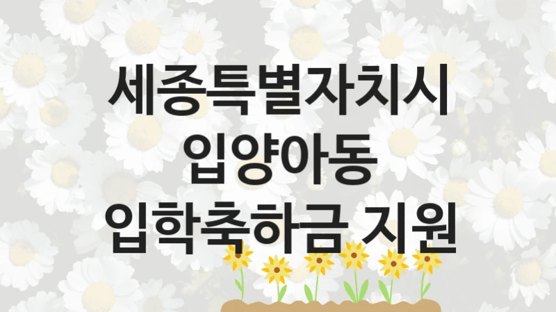 세종특별자치시 “입양아동 입학축하금 지원” 복지 지원혜택 – 자격 조건과 구비 서류