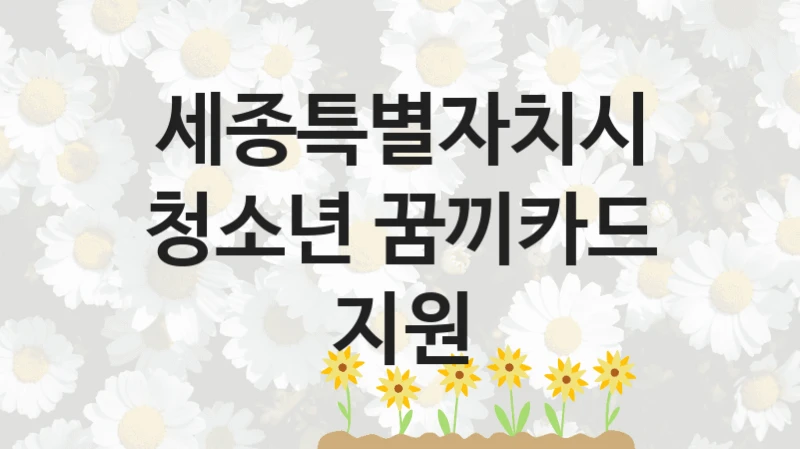 세종특별자치시 “청소년 꿈끼카드 지원” 지원사업 대상자 선정 기준 및 서류 준비