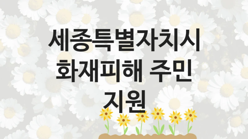 “화재피해 주민 지원” 세종특별자치시 복지지원 혜택 – 신청 조건과 자격 조건