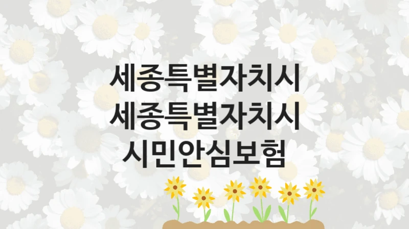 세종특별자치시 “세종특별자치시 시민안심보험” 복지 지원 정책 – 신청 절차 및 필요 서류