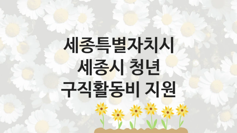 “세종시 청년 구직활동비 지원” 복지 혜택 자격 심사 및 접수 일정 – 세종특별자치시 지원 정책