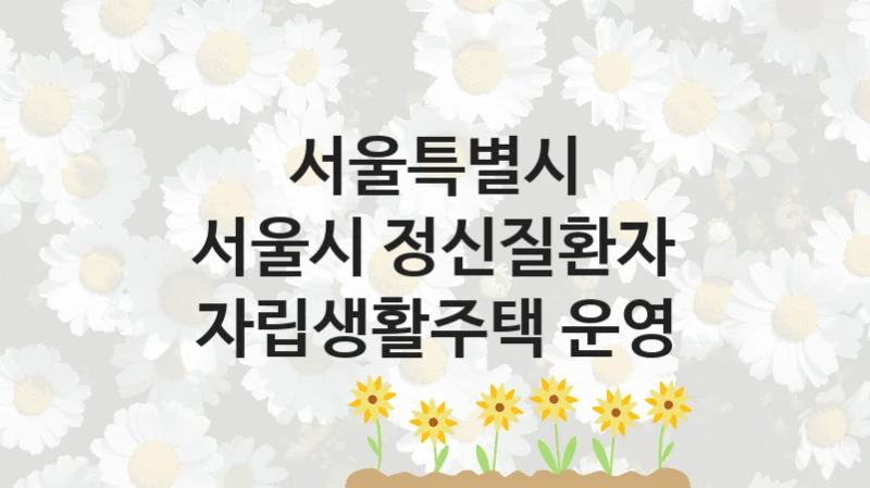 서울특별시
서울시 정신질환자 자립생활주택 운영