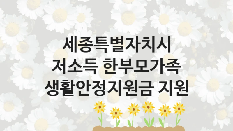 세종특별자치시
저소득 한부모가족 생활안정지원금 지원