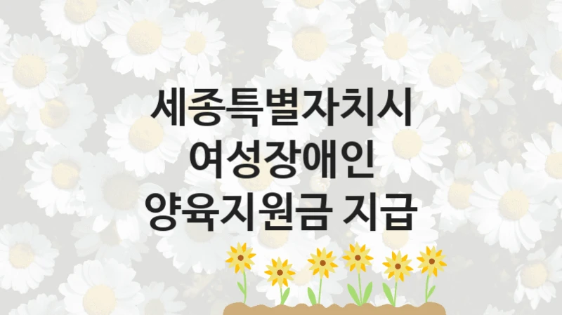 세종특별자치시
여성장애인 양육지원금 지급