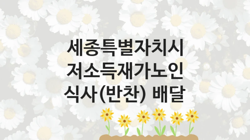 세종특별자치시
저소득재가노인 식사(반찬) 배달