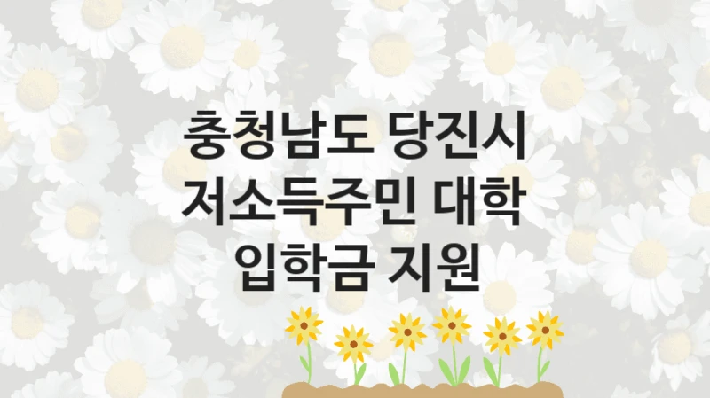충청남도 당진시
저소득주민 대학 입학금 지원