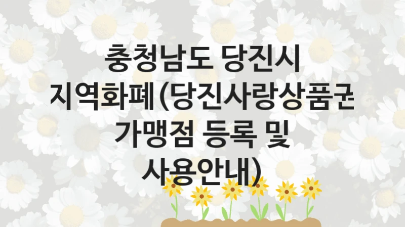 충청남도 당진시
지역화폐(당진사랑상품권 가맹점 등록 및 사용안내)