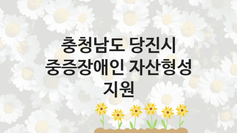충청남도 당진시
중증장애인 자산형성 지원