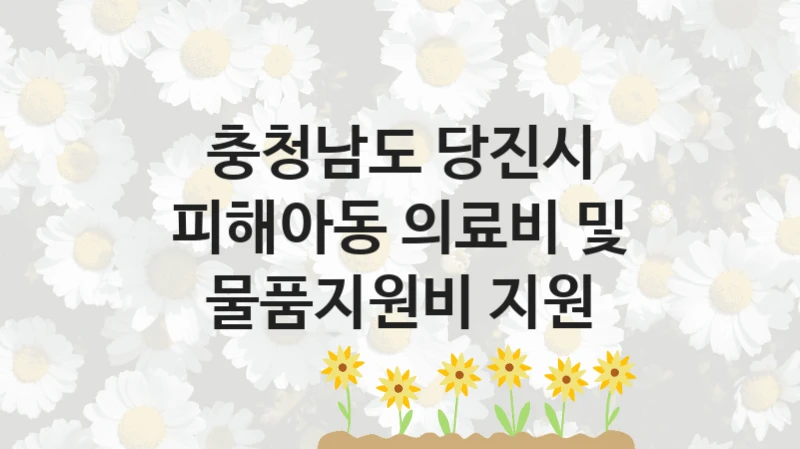 충청남도 당진시
피해아동 의료비 및 물품지원비 지원