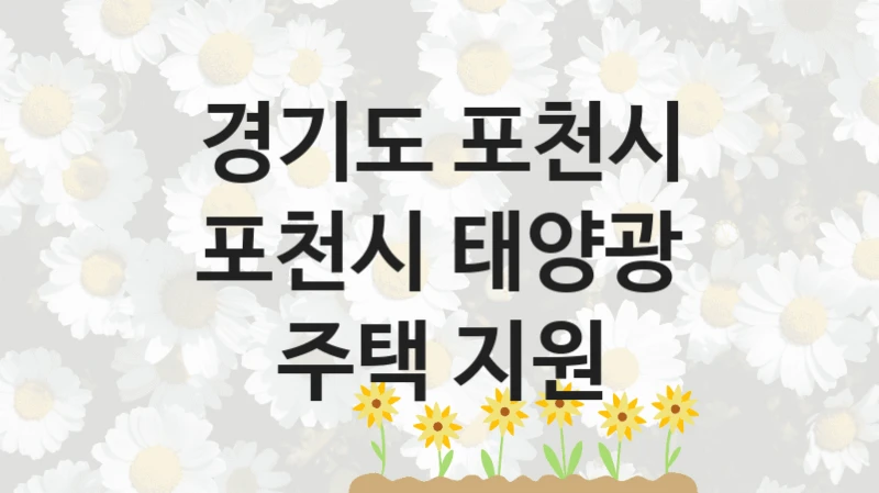 포천시 태양광 주택 지원 신청 가이드 – 경기도 포천시 복지 지원 혜택 정리