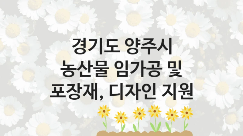 경기도 양주시
농산물 임가공 및 포장재, 디자인 지원