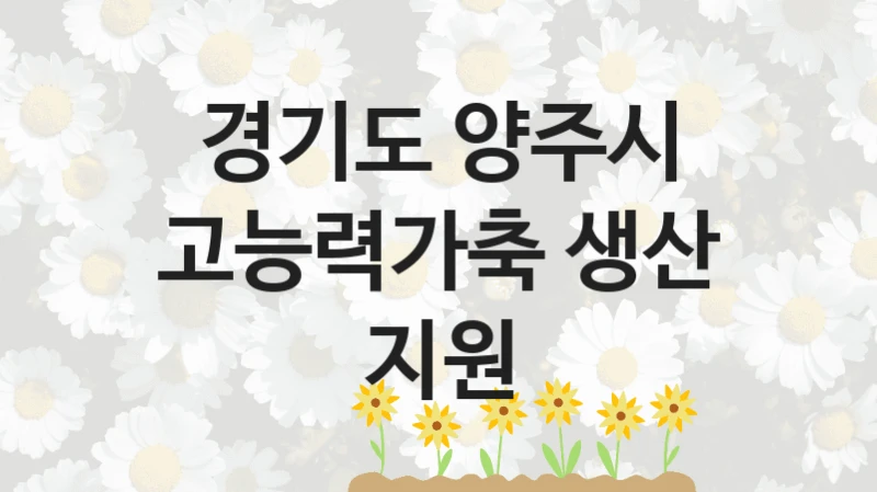 경기도 양주시 “고능력가축 생산 지원” 복지 지원혜택 – 신청 방법과 구비 서류