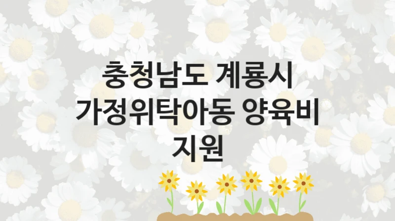 충청남도 계룡시 복지 정책 안내 “가정위탁아동 양육비 지원” – 신청 요건과 제출 서류