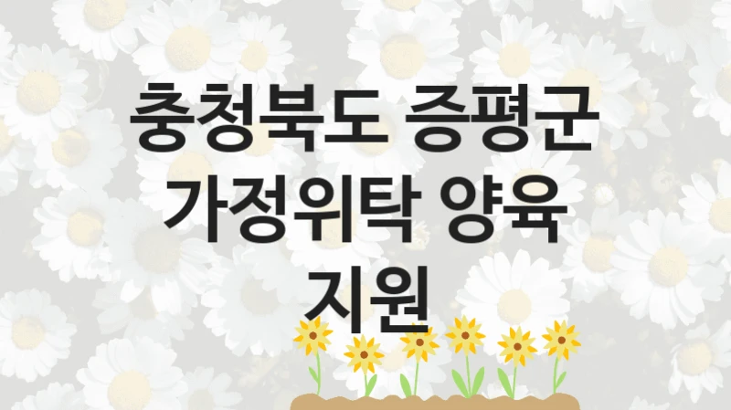 정부 지원 제도 “가정위탁 양육 지원” 신청 절차와 준비물 – 충청북도 증평군
