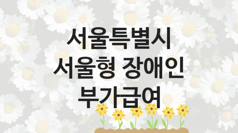 서울특별시 공공 지원 정책 “서울형 장애인 부가급여” – 접수 방법 및 지원 한도