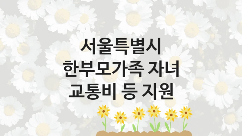 공공 복지 프로그램 “한부모가족 자녀 교통비 등 지원” – 서울특별시 자격 요건과 신청 방법