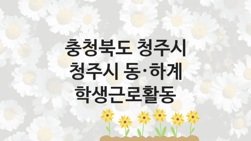 “청주시 동·하계 학생근로활동” 지원 한도와 신청 기준 – 충청북도 청주시 복지정책 요건 및 혜택