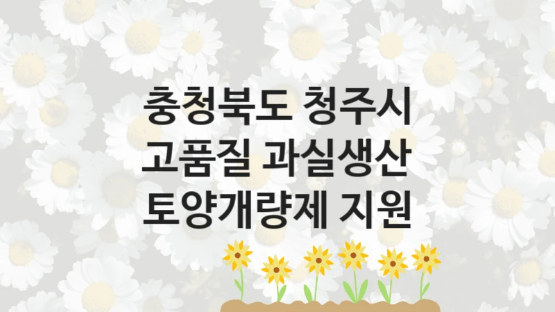 정부 복지 서비스 “고품질 과실생산 토양개량제 지원” – 충청북도 청주시 자격 요건과 신청 방법