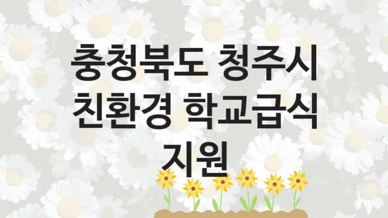 친환경 학교급식 지원 신청 가이드 – 충청북도 청주시 복지 지원 혜택 정리